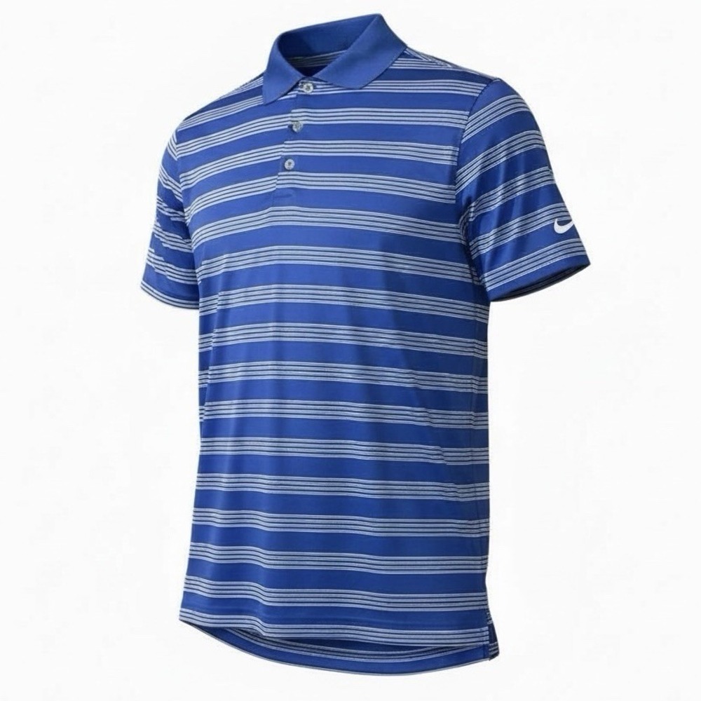 Nike Golf Tour Performance Polo Shirt Dri-Fit Blue White Striped Men's Size M‎